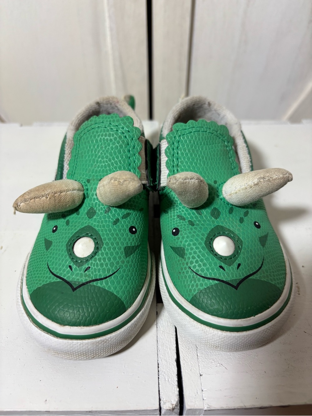 Vans Kids Green Dinosaur Slip-On Shoes